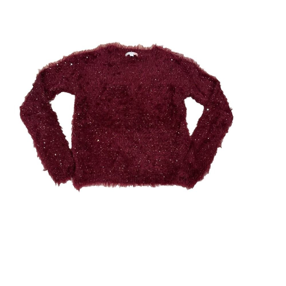 Gianni Bini Vtg 90's‎ Burgundy Sequin Feathery Crop Sweater Size Small